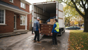 Ontario local movers carrying dresser to truck