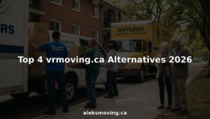 Moving company crews loading boxes in Toronto street