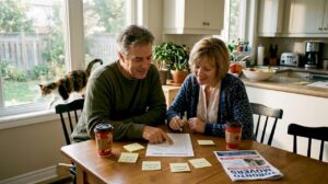 Ontario homeowners planning their move at kitchen table