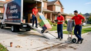 Movers unloading truck at Ontario home