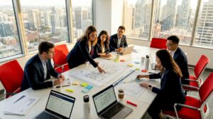 Business owners planning office relocation