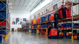 Commercial warehouse with pallet racking systems