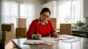 Tenant reviewing relocation assistance documents