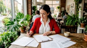 Logistics coordinator reviewing shipment paperwork