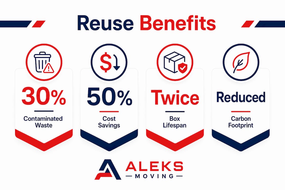 Infographic showing key statistics on packing reuse