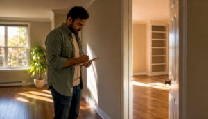 Man inspecting cleaned empty apartment