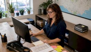 Moving coordinator working in Oakville office