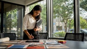 Woman coordinating small business office move