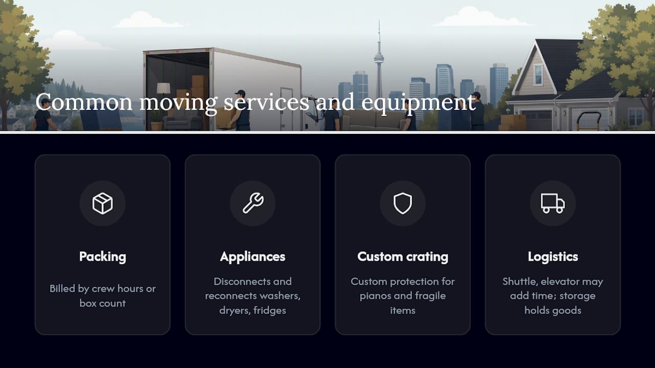 Diagram of moving services and equipment types