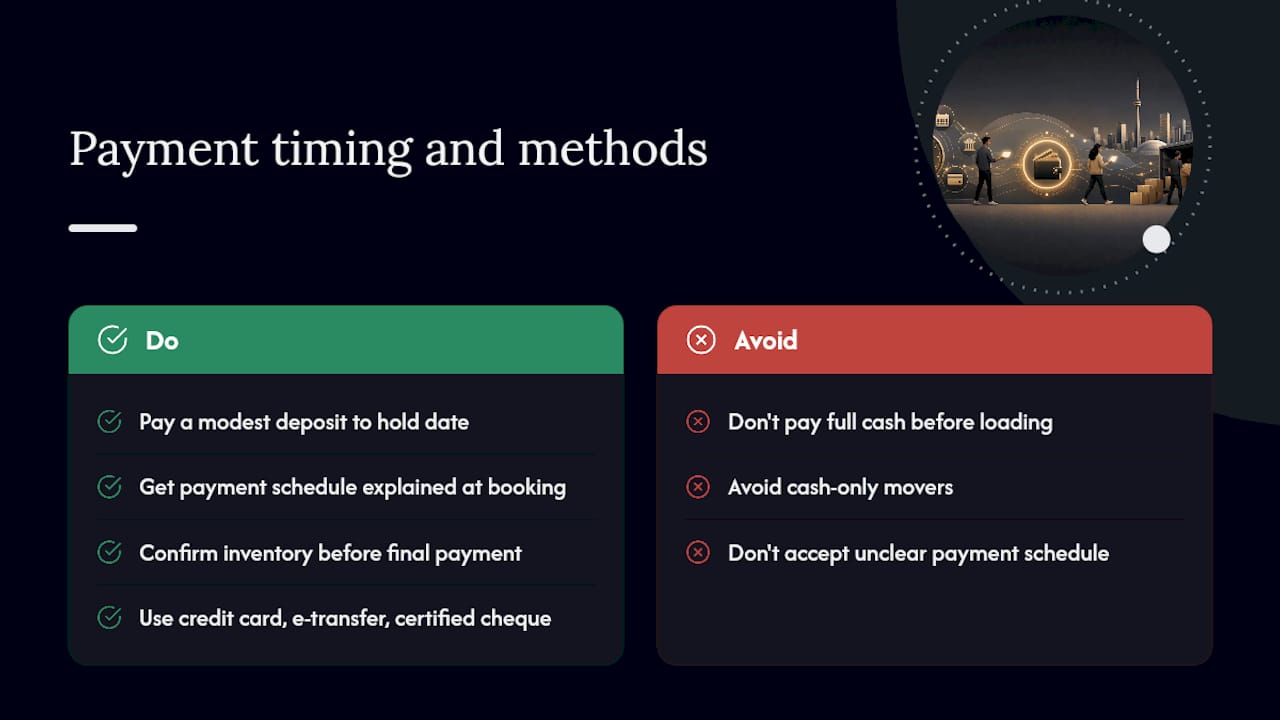 Common payment terms and timing — overview diagram