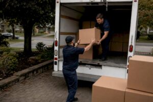 Movers loading boxes into truck in Toronto