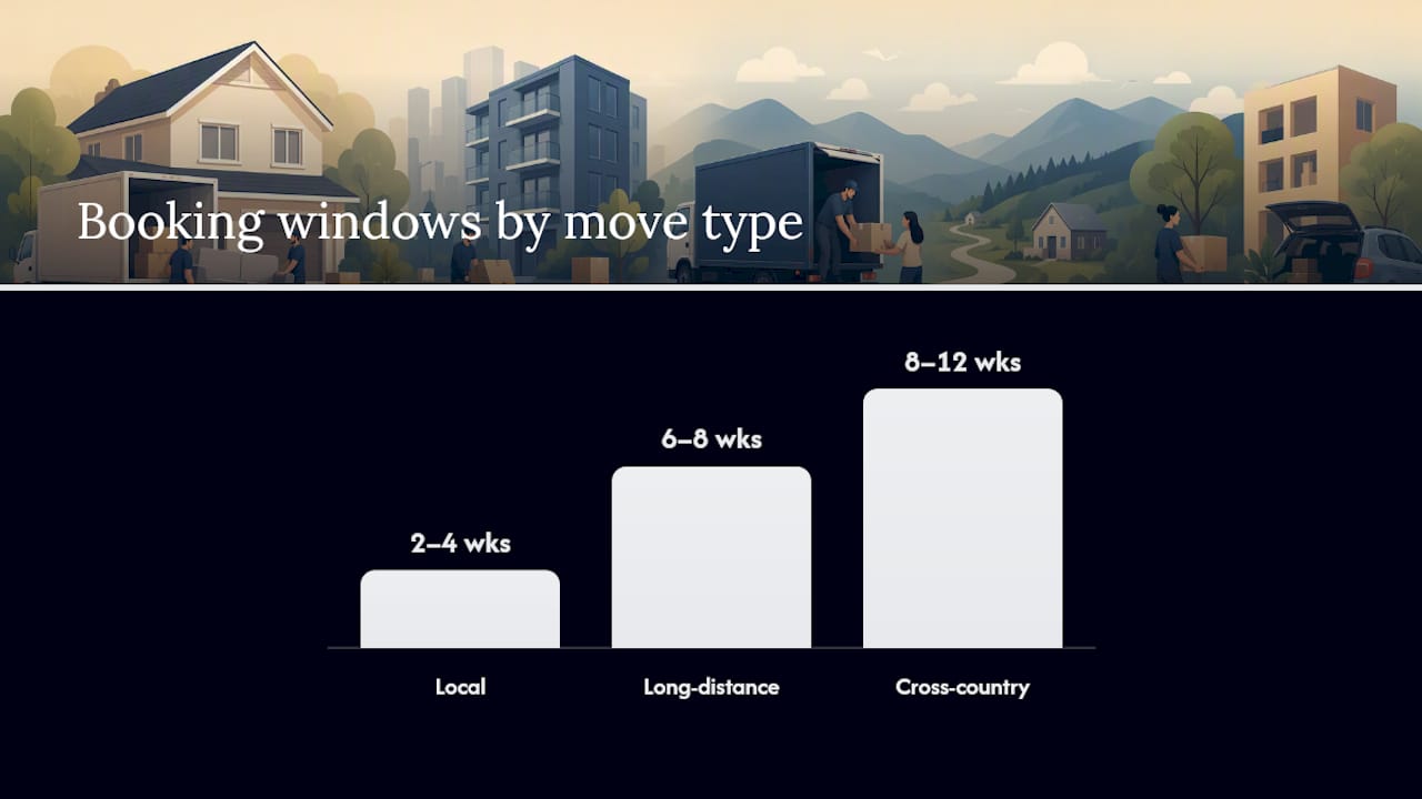 Booking timeline comparison for move types