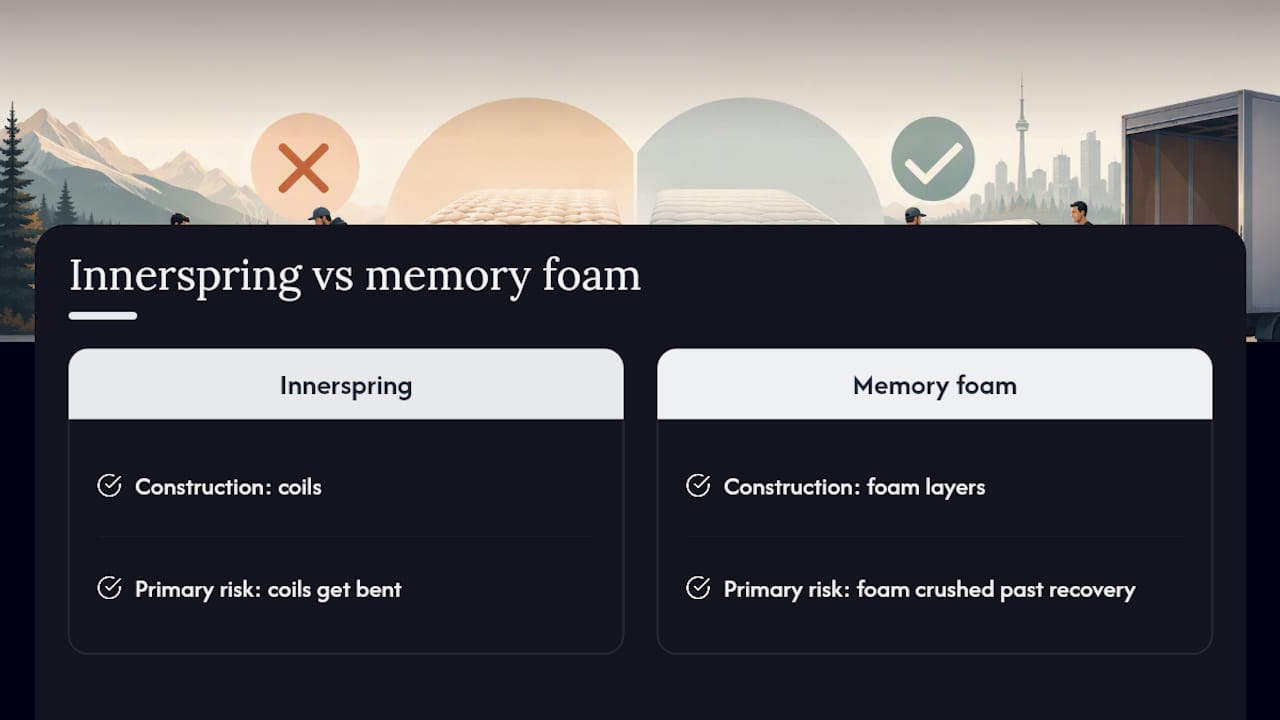 Innerspring and memory foam handling comparison