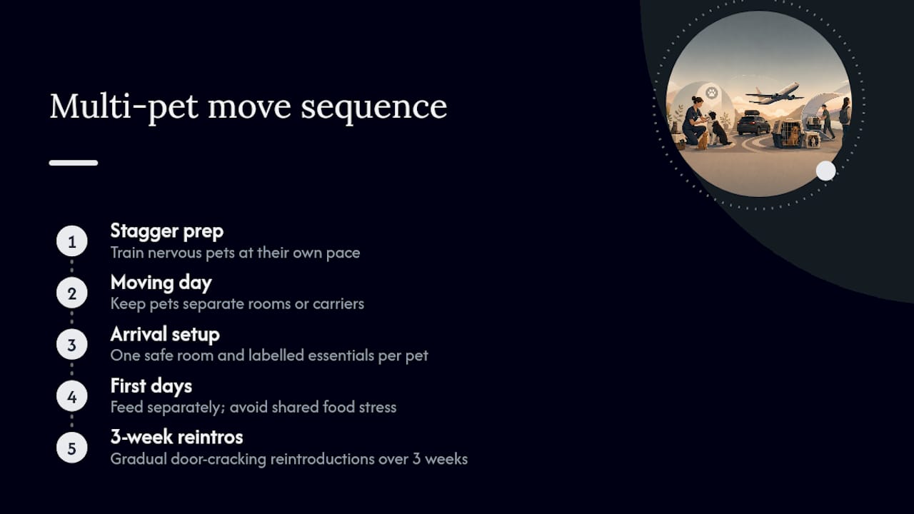 Multi-pet transition plan after moving