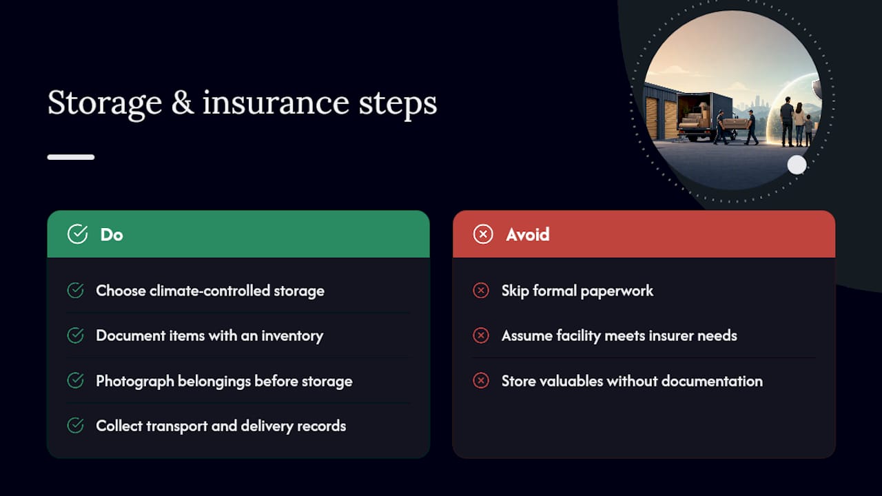 How Aleks Moving supports secure storage and insurance documentation — overview diagram