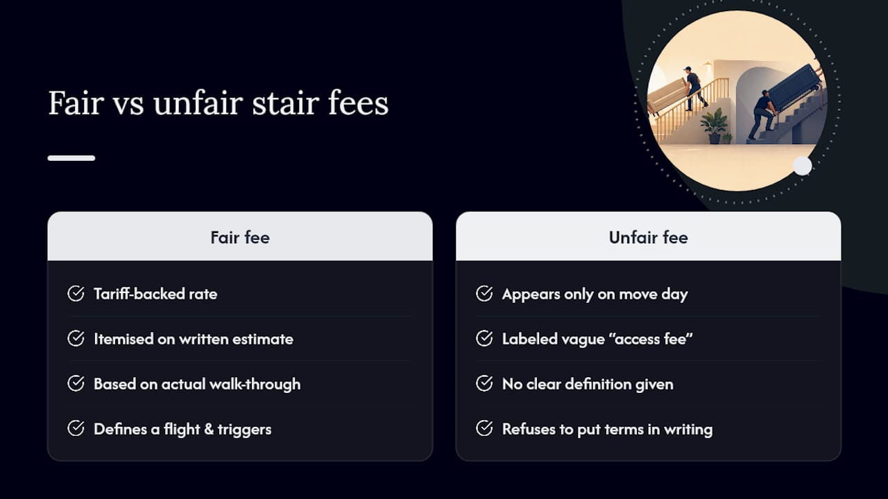 When is a stair fee fair, and when isn't it? — overview diagram