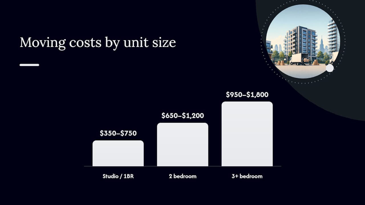 Average condo moving cost in Mississauga by unit size — overview diagram