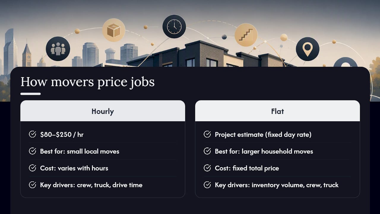 Moving quote factors and hourly rate range