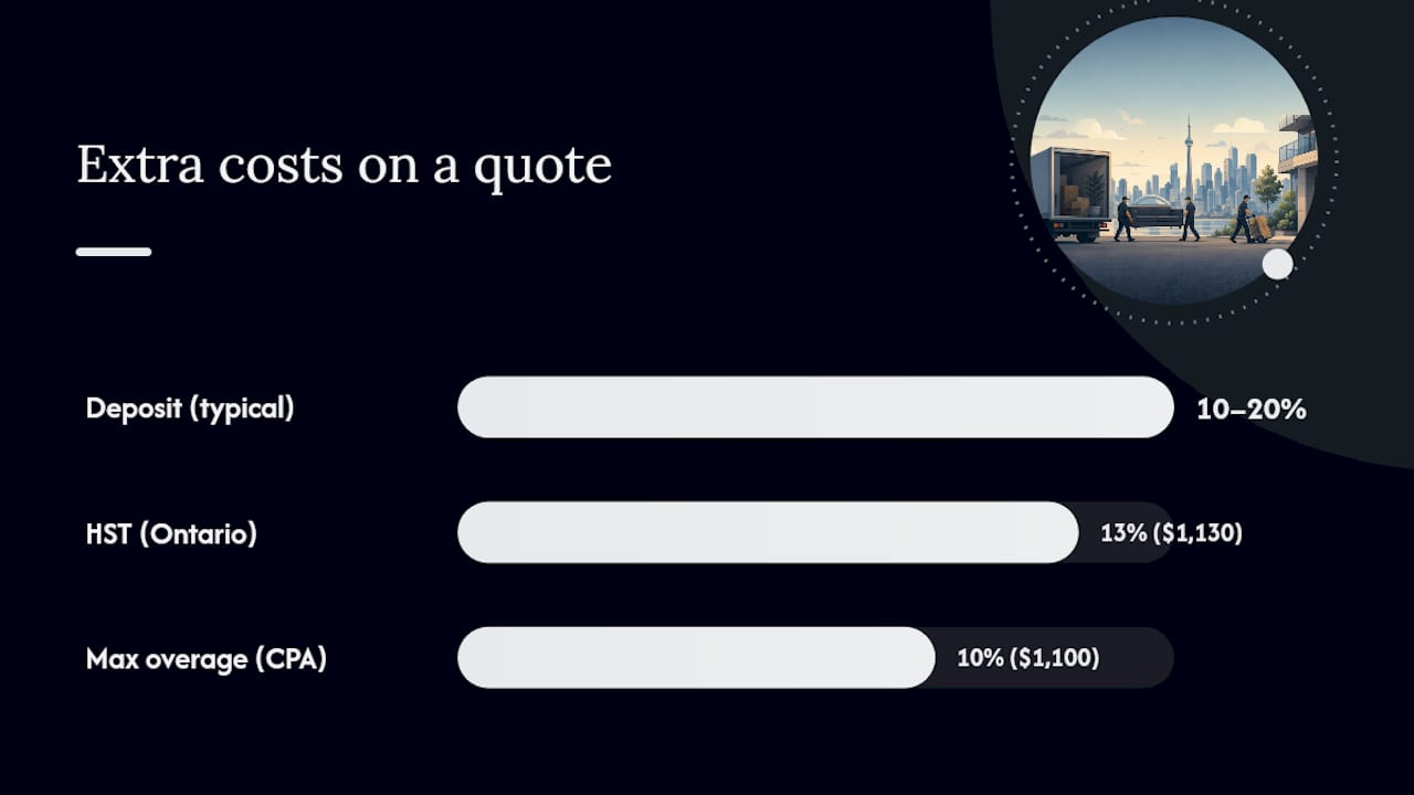 Ontario moving quote tax and deposit breakdown