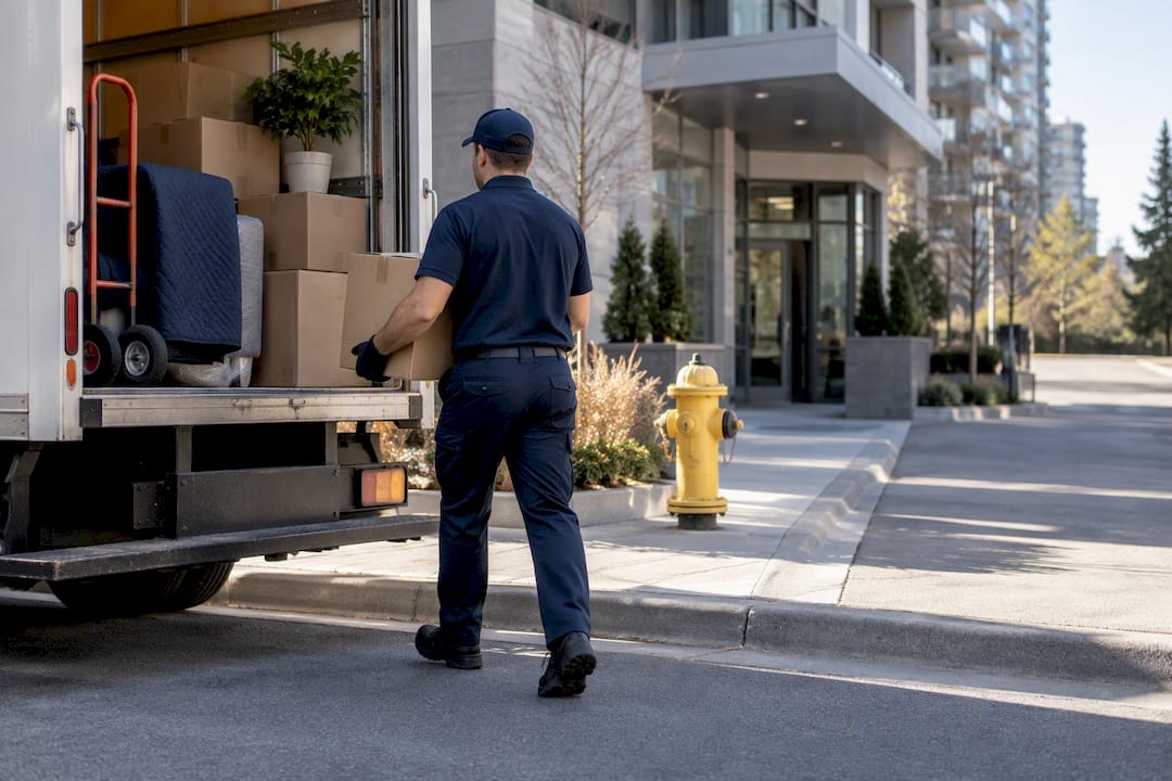 Mover loading beside Ontario curb hydrant